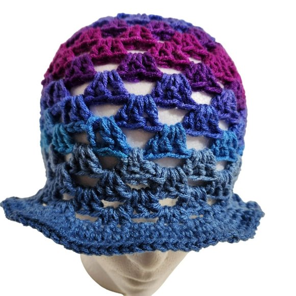 Bucket Hat multicolor granny handknit bright colorful rainbow - Picture 9 of 9